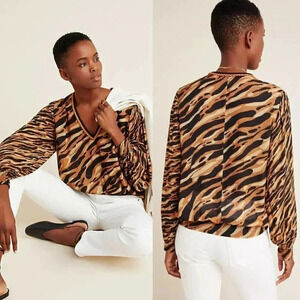 Anthropologie Bl-nk London Patrice Puff-Sleeved Blouse Size XS NWOT $118